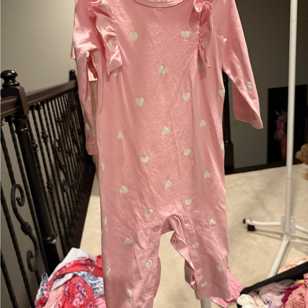 Cat & Jack Pink Heart Footie One Piece